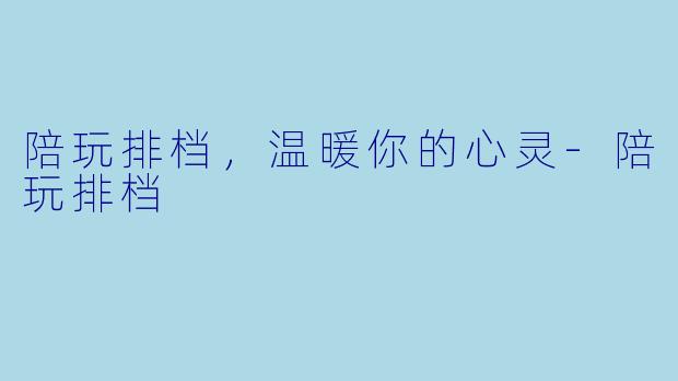陪玩排档，温暖你的心灵