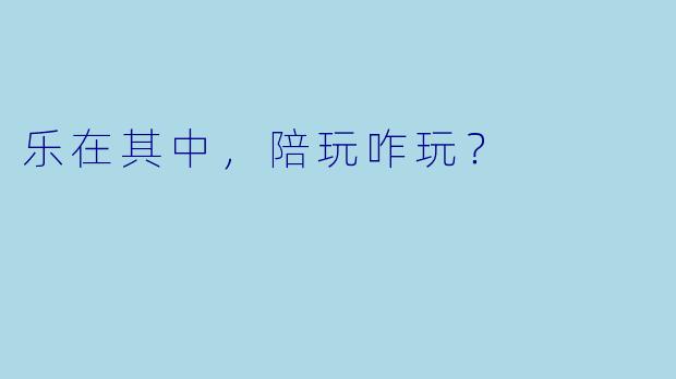 乐在其中，陪玩咋玩？