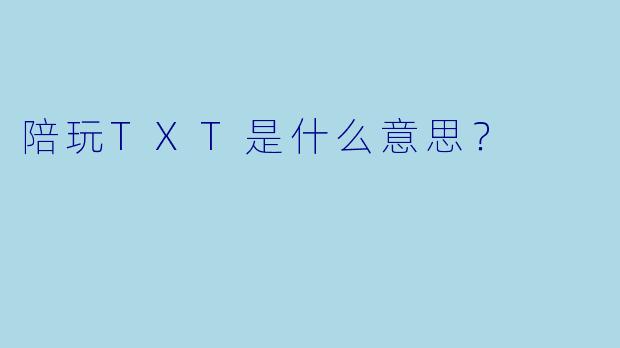 陪玩TXT是什么意思？