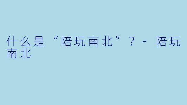 什么是“陪玩南北”？