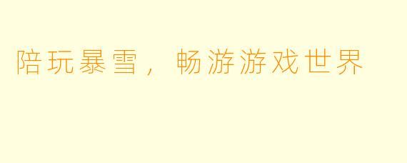 陪玩暴雪，畅游游戏世界