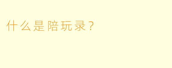 什么是陪玩录？