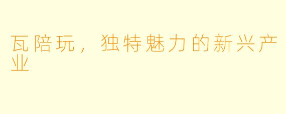 瓦陪玩,独特魅力的新兴产业