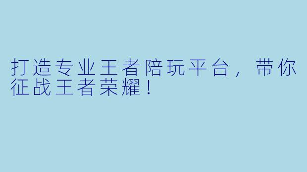 打造专业王者陪玩平台，带你征战王者荣耀！
