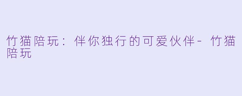 竹猫陪玩：伴你独行的可爱伙伴-竹猫陪玩