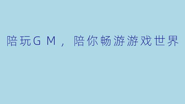 陪玩GM，陪你畅游游戏世界