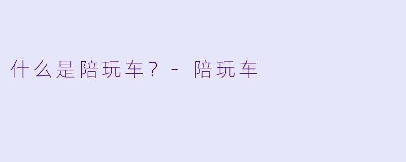 什么是陪玩车？