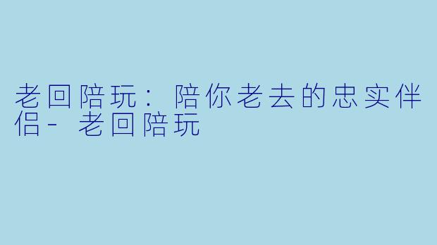 老回陪玩：陪你老去的忠实伴侣