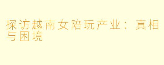 探访越南女陪玩产业：真相与困境