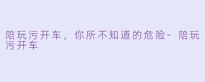 陪玩污开车，你所不知道的危险-陪玩污开车
