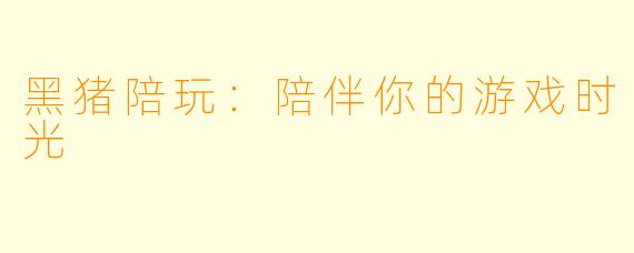 黑猪陪玩：陪伴你的游戏时光