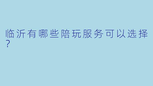 临沂有哪些陪玩服务可以选择？