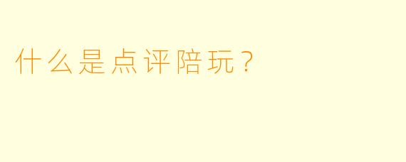 什么是点评陪玩？
