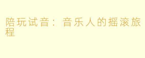 陪玩试音：音乐人的摇滚旅程