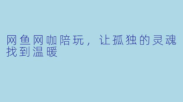 网鱼网咖陪玩，让孤独的灵魂找到温暖