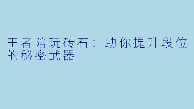 王者陪玩砖石:助你提升段位的秘密武器
