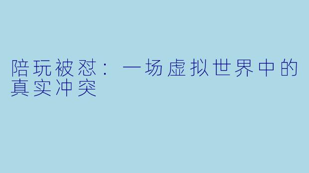 陪玩被怼：一场虚拟世界中的真实冲突
