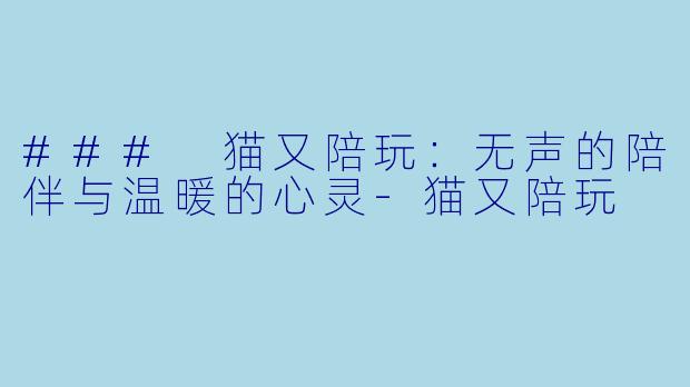 ### 猫又陪玩：无声的陪伴与温暖的心灵-猫又陪玩