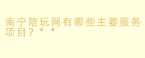 南宁陪玩网有哪些主要服务项目？**  
