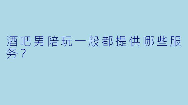 酒吧男陪玩一般都提供哪些服务？  