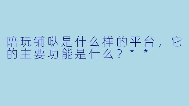 陪玩铺哒是什么样的平台,它的主要功能是什么?**