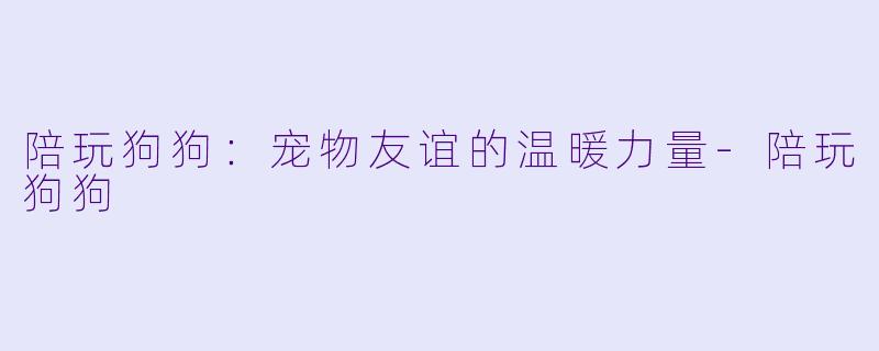 陪玩狗狗:宠物友谊的温暖力量