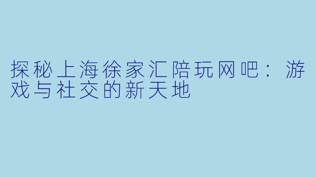 探秘上海徐家汇陪玩网吧:游戏与社交的新天地