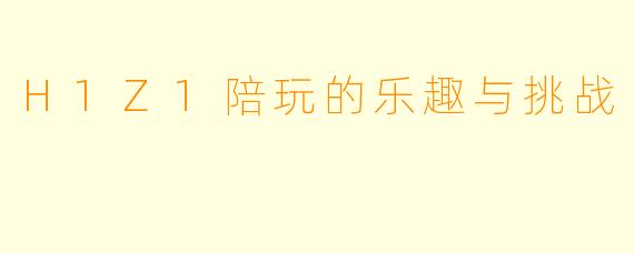 H1Z1陪玩的乐趣与挑战