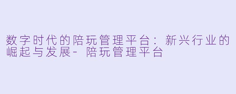 数字时代的陪玩管理平台:新兴行业的崛起与发展