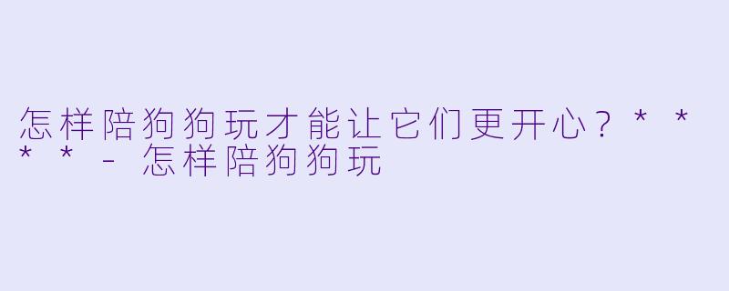 怎样陪狗狗玩才能让它们更开心?****