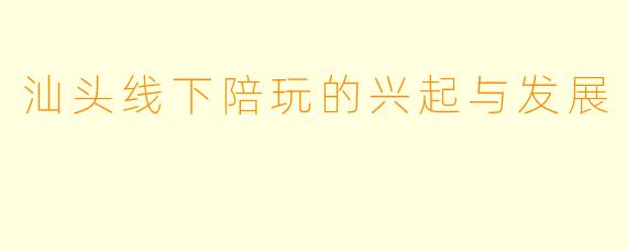 汕头线下陪玩的兴起与发展