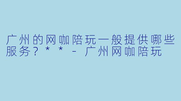 广州的网咖陪玩一般提供哪些服务?**