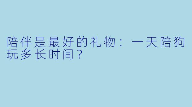 陪伴是最好的礼物：一天陪狗玩多长时间？