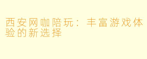 西安网咖陪玩：丰富游戏体验的新选择