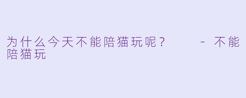 为什么今天不能陪猫玩呢？  