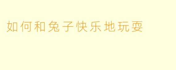 如何和兔子快乐地玩耍
