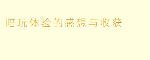 陪玩体验的感想与收获