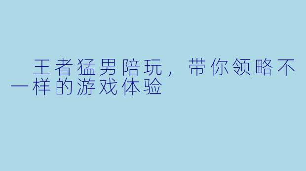 王者猛男陪玩,带你领略不一样的游戏体验
