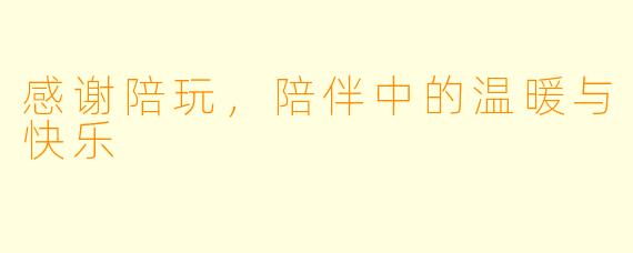 感谢陪玩，陪伴中的温暖与快乐