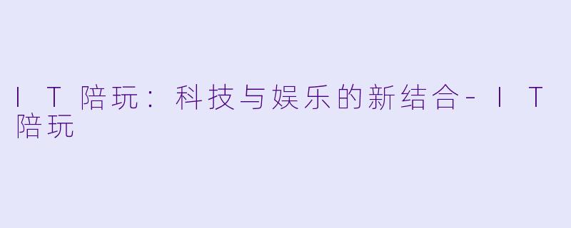 IT陪玩：科技与娱乐的新结合-IT陪玩