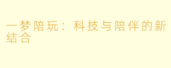 一梦陪玩：科技与陪伴的新结合