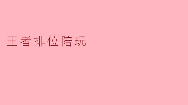 王者排位陪玩