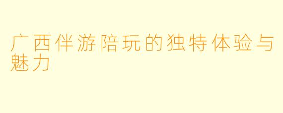 广西伴游陪玩的独特体验与魅力