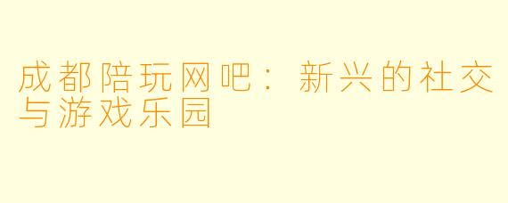 成都陪玩网吧：新兴的社交与游戏乐园