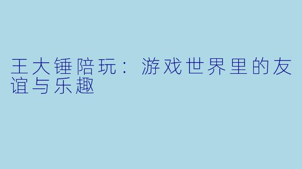 王大锤陪玩:游戏世界里的友谊与乐趣