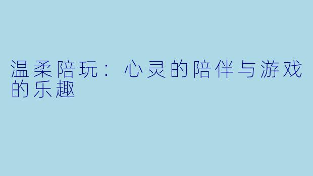 温柔陪玩：心灵的陪伴与游戏的乐趣