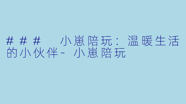 ### 小崽陪玩：温暖生活的小伙伴-小崽陪玩
