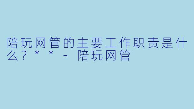 陪玩网管的主要工作职责是什么?**