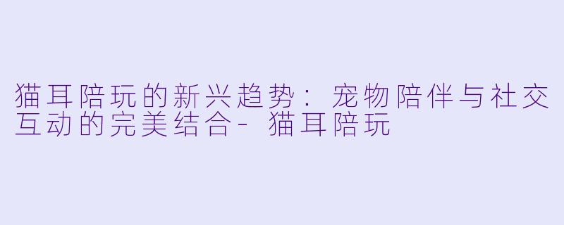 猫耳陪玩的新兴趋势:宠物陪伴与社交互动的完美结合