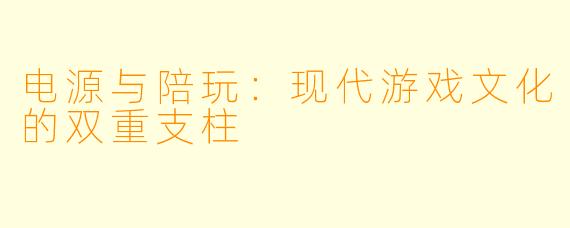电源与陪玩:现代游戏文化的双重支柱